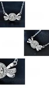 Macro detail of Moissanite candy pendant showing 925 silver setting and stone clarity