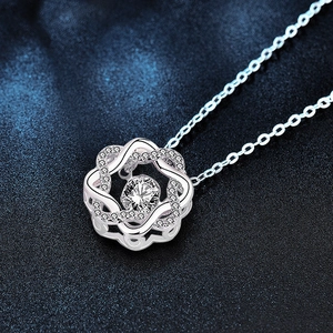 S925 silver star pendant necklace with sparkling moissanite in a dancing setting