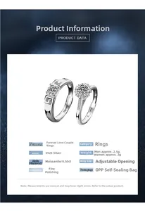 Nahaufnahme von 925 Sterling Silber Paarringen mit Moissanit und verstellbarem Band