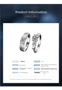Details von S925 Silber Moissanit-Ringen mit verstellbarem Rentierhorn-Design für Paare