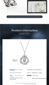 Détail du collier couronne de Noël en argent S925 avec pendentif en moissanite 0,5ct