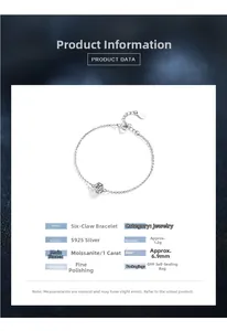 Detail specifications of 925 sterling silver bracelet with 1ct moissanite stone