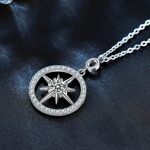 Elegant 925 sterling silver star pendant necklace with moissanite center stone and pavé accents
