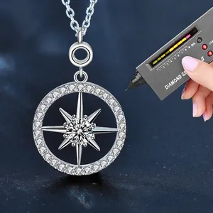 S925 sterling silver eight-pointed star moissanite necklace passing diamond tester test