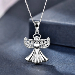 Elegante collana ali d'angelo in argento sterling S925 con pendente in zirconia lucida
