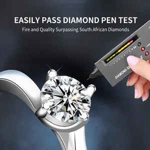 925 Sterling Silber Moissanit Ring zeigt positives Ergebnis beim Diamantentester