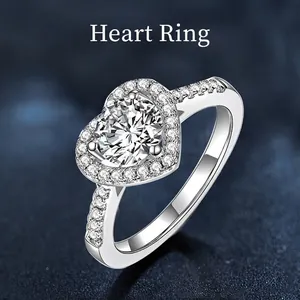 925 Sterling Silver Heart Shaped Moissanite Ring For Women Engagement Proposal Ring With GRA Certificate Luxury Jewelry