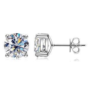 Klassische 2ct Moissanit-Ohrstecker aus 925er Sterlingsilber mit Vier-Krallen-Fassung