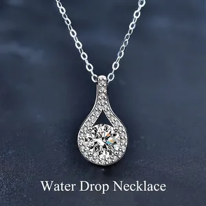 Collier Pendentif Goutte en Argent Sterling 925 Moissanite pour Femme Élégant Collier Goutte d'Eau Brillante Bijoux avec Certificat GRA