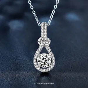 925 Sterling Silver Moissanite Necklace For Women Elegant Teardrop Pendant With Sparkling Rhinestone Inlay Wedding Party Jewelry Gift With GRA Certificate