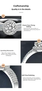 Vue macro détaillée d'un moissanite de 1 carat avec serti quatre griffes et poli fin