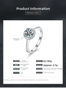 Détail d'une bague en argent S925 avec moissanite 1ct sertie clos et petits brillants