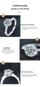 Vue détaillée de la bague en moissanite avec serti griffes et demi-tour de diamants