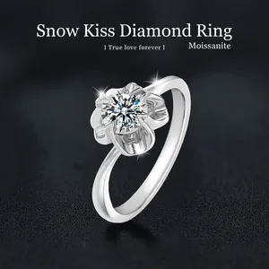 Elegant 925 Sterling Silver Moissanite Ring For Women Luxurious Snow Kiss Flower Design Shiny Engagement Ring Fashion Jewelry