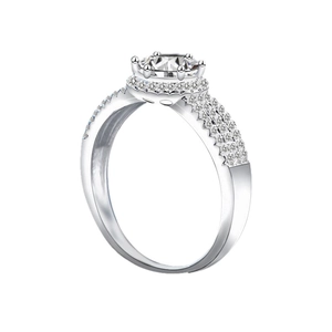 Bague halo en argent 925 classique avec moissanite de 1 carat et pavé de diamants