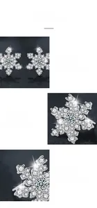 Macro detail of snowflake moissanite stud earrings featuring prong setting and high polish