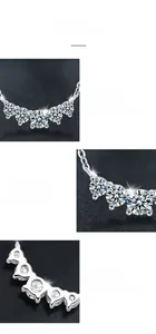 Macro du collier sourire en argent 925 serti de moissanites rondes avec finition polie