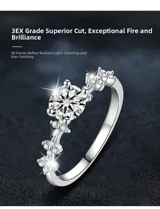 Dettaglio anello moissanite taglio 3EX con 58 faccette e incastonatura corona