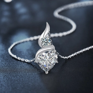 Elegant S925 sterling silver heart-shaped Moissanite necklace with a brilliant pendant