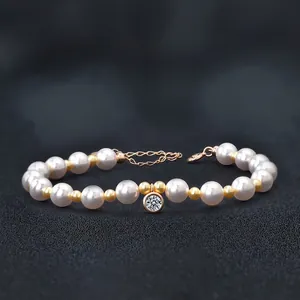 Elegante Bracciale In Argento Sterling 925 Con Moissanite E Perla Artificiale Catena Regolabile Con Perline Tonde Con Certificato GRA Per Gioielli Donna Regalo