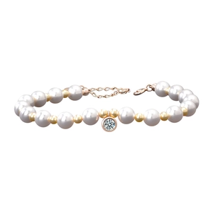 Elegante bracciale di perle in argento S925 con pendente in diamante moissanite