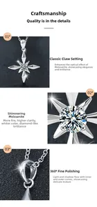 Détails du pendentif étoile du nord en argent 925 avec pierre de moissanite scintillante