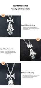 Detailed macro view of S925 silver bell pendant with bow tie and moissanite stone