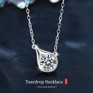 Elegante S925 Sterling Zilveren Traan Moissaniet Hanger Ketting Voor Vrouwen D Kleur VVS1 Moissaniet Sieraden Cadeau Met GRA Certificaat
