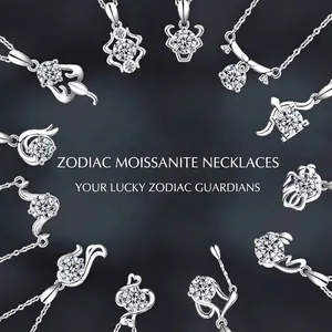 Collier Moissanite Douze Constellations en Argent Sterling S925 pour Femmes Pendentif Moissanite Zodiaque Bijoux Cadeau d'Anniversaire
