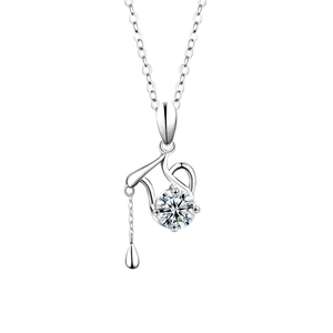 Collier zodiaque en argent S925 avec moissanite et pendentif théière et goutte d'eau