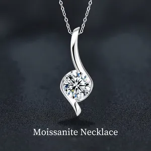 S925 Sterlingsilber Moissanit Anhänger Halskette Für Damen 1 Karat D Farbe VVS1 S-Förmig Pendeln Mode Feiner Schmuck Geschenk