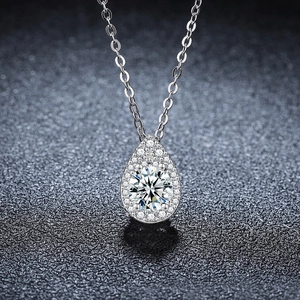 925 Sterlingsilber Moissanit Halskette Birne Wassertropfen Halo Anhänger Halskette Für Damen Elegant Minimalistisch Schmuck Moissanit Choker