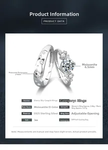Detailed view of S925 silver moissanite rings showing rectangular and round cut diamonds