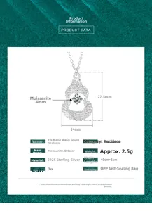 Detail specifications of S925 silver dreamcatcher gourd necklace with moissanite