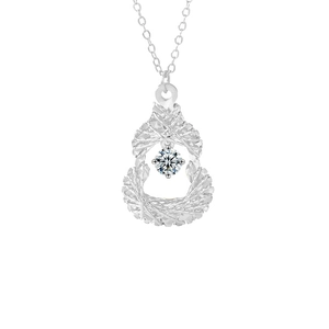 Elegant S925 sterling silver gourd pendant necklace with woven texture and moissanite stone