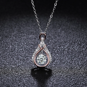Collier Moissanite Coeur Dansant Argent Sterling 925 Pendentif Goutte d'Eau Avec Certificat GRA pour Femme Bijoux de Mode Luxe