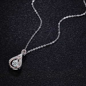 Élégant collier en argent sterling S925 avec pendentif goutte d'eau scintillant pour femmes