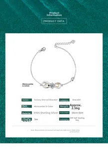 Specifiche tecniche del bracciale infinity in argento S925 con moissanite da 6,5 mm