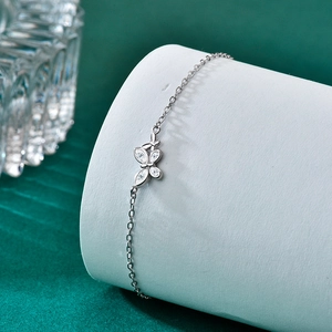S925 Sterling Silver Butterfly Bracelet with Sparkling Marquise Zirconia Stones