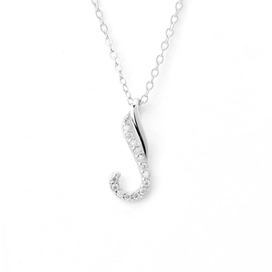 Elegant S925 sterling silver J-letter pendant necklace with shimmering moissanite stones