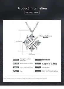Parametri dettagliati delle dimensioni della collana in argento 925 con ciondolo X