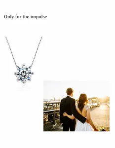Dettaglio della collana Moissanite con castone classico a sei griffe su catena d'argento