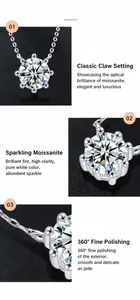 Vista macro del pendente in moissanite con montatura a 6 griffe e finitura in argento