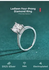 Makro-Detail des Moissanit-Rings im Radiant-Schliff aus S925 Silber mit Pavé-Fassung