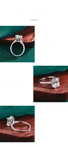 Makroaufnahme von Moissanit-Ring mit Radiant-Schliff und klassischer Vier-Krallen-Fassung