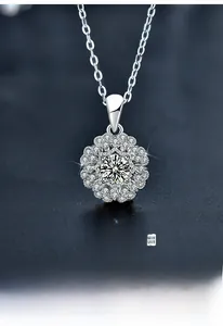 Vue macro du pendentif kaléidoscope en argent S925 avec des pierres de moissanite