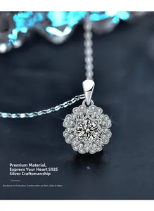 Vue macro du pendentif kaléidoscope en argent S925 avec pierre de moissanite brillante