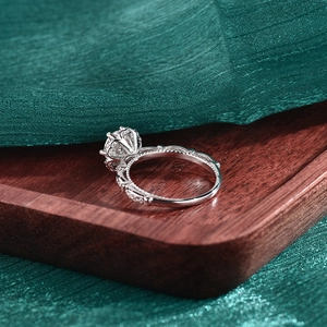 Bague rose élégante en argent sterling S925 et moissanite avec serti couronne à six griffes