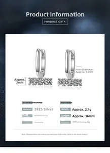 Detailed specs of U-shaped S925 silver stud earrings with 0.1ct moissanite stones