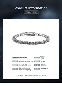 Specifiche del bracciale in argento sterling S925 con moissanite da 1 carato